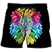 CHWEI Knitted Hat Pantalones Cortos Hombres Mujeres 3D Impreso Lion Summer Beach Shorts Pantalones De Playa De Secado Rápido Outdoor Leisure Swim Trunks Pocket Elasticted Waist Board Surfing Pants-M