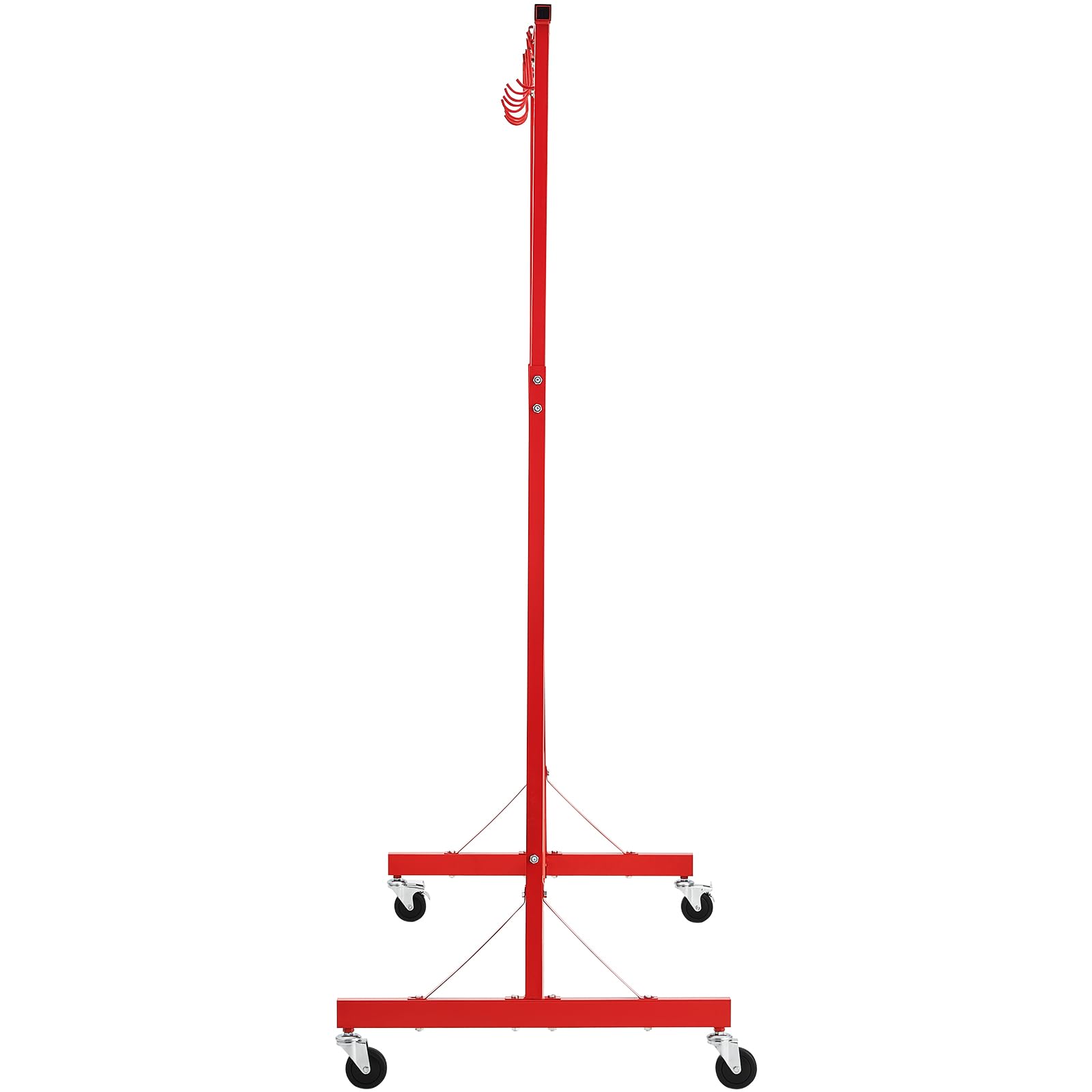 VEVOR Supporto per Verniciatura, Altezza Regolabile da 1,5 a 2,1 m Supporto per Carrozzeria per Auto con 8 Ganci, 4 Ruote Girevoli, Capacità di 30 kg per Officine di Riparazione Auto e Garage, Rosso