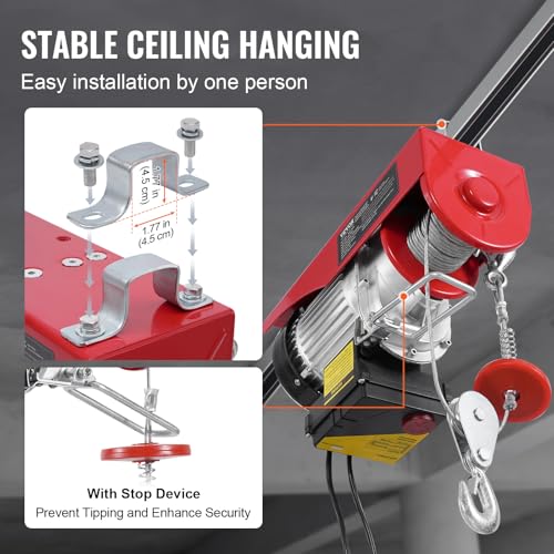 Vevor ELECTRIC HOIST, 1320 LBS 120V Electric Winch With 328 Ft Wireless & 14 Ft Wired Remote Control, 40 Ft Single Cable Lifting Height, Single/Double Slings, Lift Hoist thumb #4