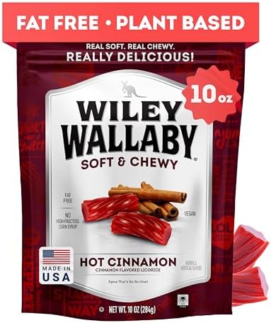 Wiley Wallaby Cinnamon Licorice Candy, Soft & Chewy, 10oz, 1Pk