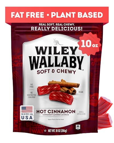 Wiley Wallaby Licorice 10 Ounce Classic Gourmet Soft & Chewy Australian Cinnamon Licorice Candy Twists, 1 Pack