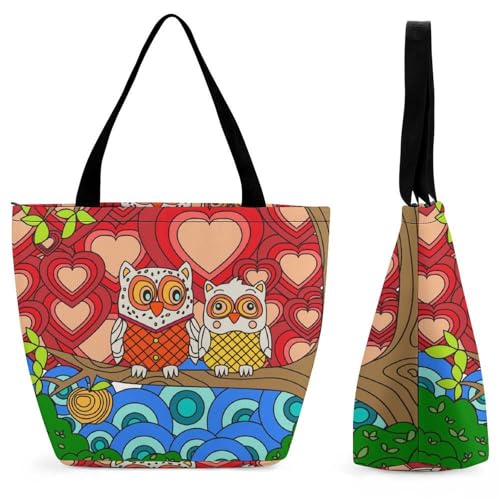 Sac à bandoulière hibou de dessin animé grand sac de shopping voyage