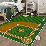 Baseball Rug for Boys Bedoom: 5x7 Non-Slip Sport Area Carpet for Kids Room or Living Room Decor
