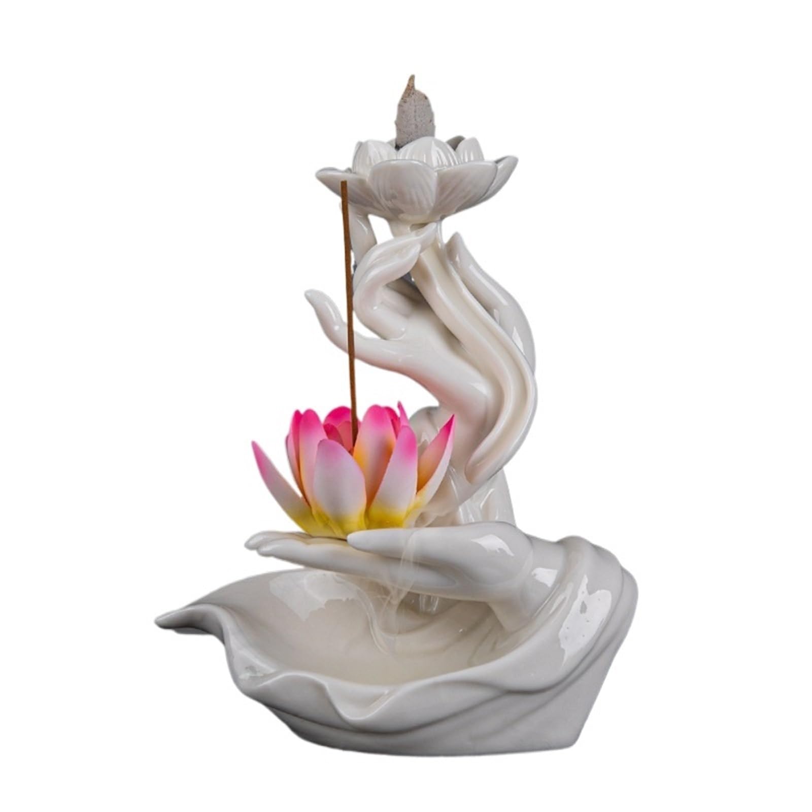 Kadzidelnica z wodospadem, Ceramiczny kadzidło z przepływem zwrotnym Bergamotka Serce Oglądanie dymu Wielokolorowe(White Porcelain)