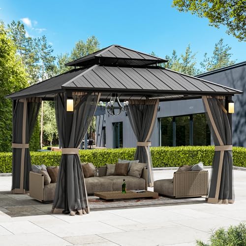Big Leaf 12'x12' Hardtop Gazebo Permanent Metal Structure with 4