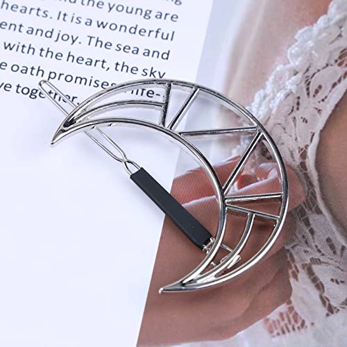 Erimberate FSE-039-2 Bohemian Crescent Moon Hair Clip Hollow Moon Hair Barrette Geometric Hair Pin Clips Half Moon Hairpin Silver Moon Headwear Metal Decorative Hair Accessories Jewelry thumb #2