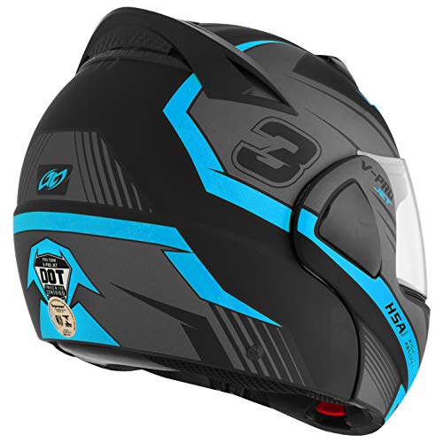 Pro Tork Capacete V-Pro Jet 3 Fosco 62 Preto/Azul Claro