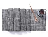 HYSENM Western Style Eco-Friendly Rectangular Heat Insulation PVC Vinyl Weave Table Runner, gray