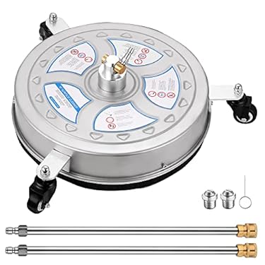 AMAZON - 16″ Pressure Washer Surface Cleaner – 4000 PSI Power Washer Surface Cleaner Attachment with 1/4″ Quick-Connect, 2 Extension Wand for Cleaning Driveway, Sidewalk, Garden, Patio Surface Cleaner