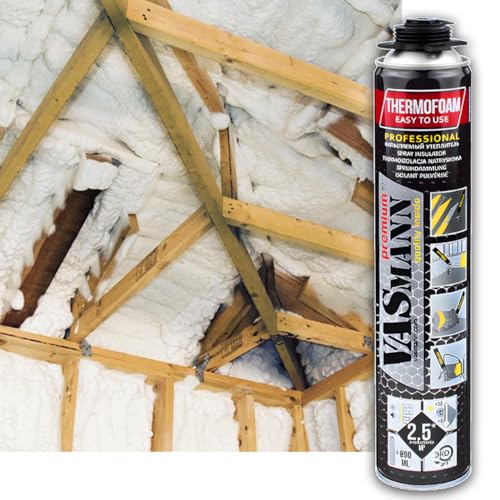 VASmann Sprühdämmung / Sprühisolierung Dachdämmung 1Dose-890ml Kellerdeckendämmung Zwischensparrendämmung Wärmedämmung EPS / XPS Dämmung Sprühdämmung