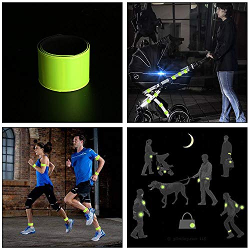 URAQT Reflektorbänder, 12PCS Schnapparmbänder Klatscharmband Sicherheitsband Reflektierend, Reflexband für Kinder, Erwachsene, Jungen und Mädchen im Set zum Fahrrad Fahren, Laufen oder Joggen