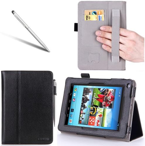 i-BLASON for Hisense Sero 7 Pro Android Tablet Leather Case Cover (Elastic Hand Strap, Multi-Angle, Card Holder) with Bonus Stylus 3 Year Warranty (Black)