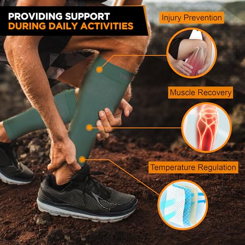 Image of Premium Calf Compression Sleeve 1 Pair 20-30mmHg Strong Calf Support Fashionable COLORS Graduated Pressure for Sports Running Recovery Shin Splints Varicose Veins Doc Miller (Dark Green, Small)