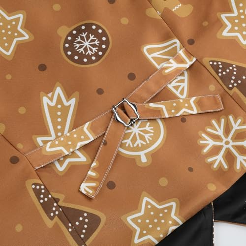 TOONRAIN Mens Gingerbread Man Suit Vest Christmas Printed Jacket with Brown Bowtie Set4