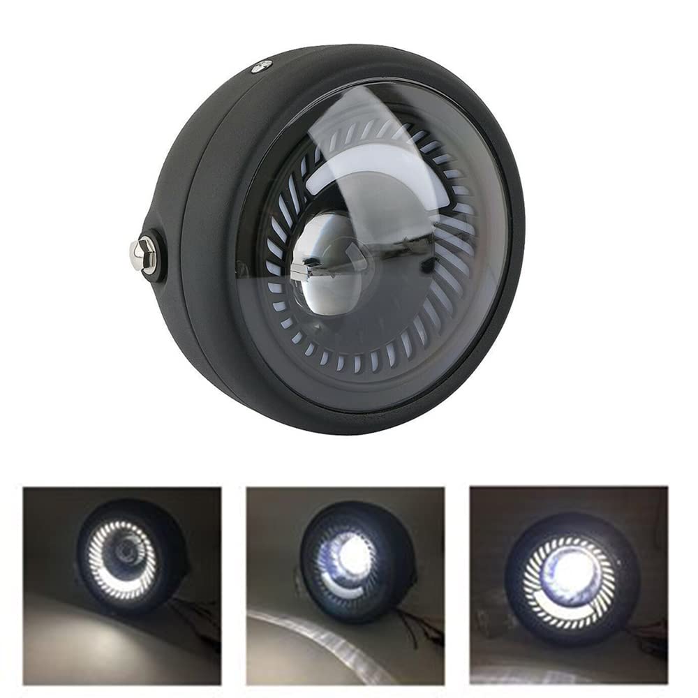 Phare LED Moto, TOTMOX 12V Phare LED Étanche 6,5 Pouces pour Moto Scooter Pickup Hors Route Compatible avec Harley-Davidson, Support de Montage Latéral en Spirale