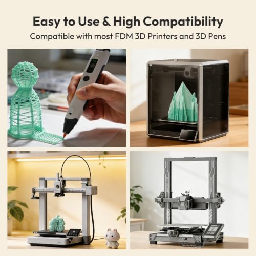Image of AMOLEN Silk PLA Filament 1.75mm 3D Printer Filaments, Shiny Mint Macaron Green Filament for 3D Printing, 1kg(2.2lbs) Spool, Compatible with Most FDM Printer