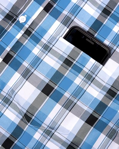 Image of Alimens & Gentle Plaid Mens Short Sleeve Button Down Shirts with Pocket