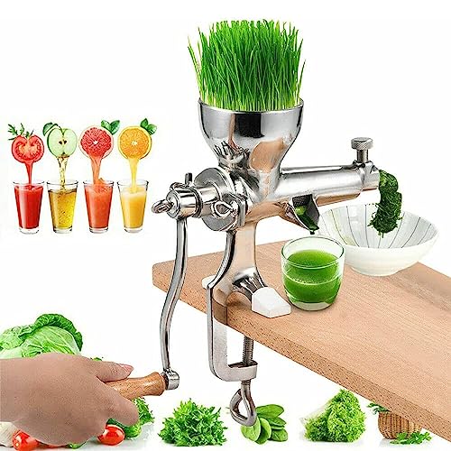 Spremiagrumi Manuale per Erba di Grano, spremiagrumi a manovella in Acciaio Inossidabile 304, estrattore di Frutta Spremiagrumi a Mano per Verdure con Base a Ventosa e Morsetto da TAV