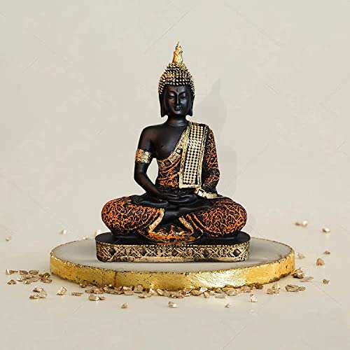 Image of Xtore Meditating Buddha Idol for Home | Adds Soothing Effects and Spreads Positive Vibes (Pack of 1, Orange & Black)