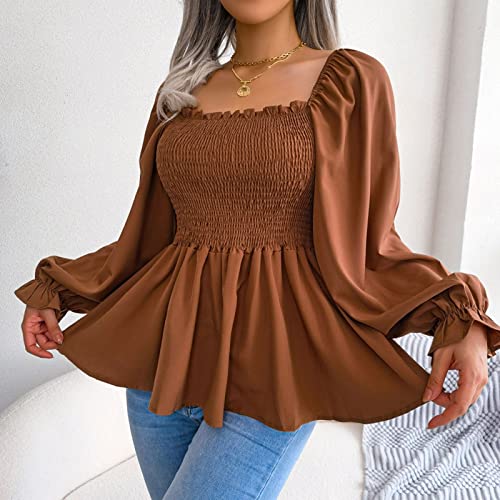 Womens Tops Dressy Casual Sexy V Neck Lace Splicing Long Sleeve Top Shirts Chiffon Blouses For Women Fall Tops Dressy #TOP2