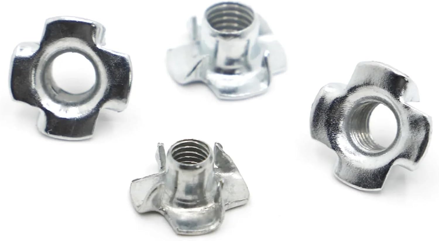 400pcs M3 M4 M5 M6 M8 M10 Zinc Plated Four Claws Nut Speaker T-nut Blind Pronged Insert Tee Nut Furniture Hardware(M8)