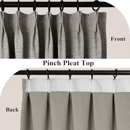 Cortinas plisadas de lino suave de lujo, opacidad total para ventanales de patio 3