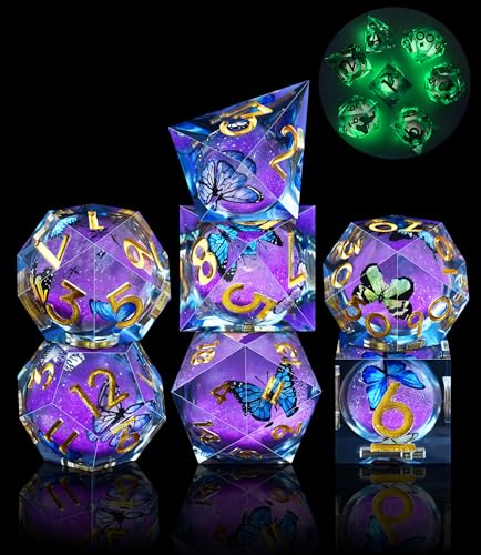 AUSTOR Liquid Core Butterfly Resin Glow in The Dark Dice