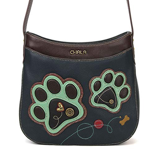 Chala Handbags Paw Print Crescent Crossbody Handbag Purse, Dog Mom2