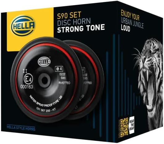 HELLA Signal Horn - STYLE HORN S90 SET - 12V - 111dB(A) - Frequency Range: 350/415Hz - High Tone/Low Tone - Electric - Flat Plug-in Connector - Quantity: 2-3AM 922 000-971