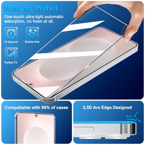 Image of 3 Pack for Samsung Galaxy S25 Edge Screen Protector Tempered Glass + 3 Pack Camera Lens Protector, Military Grade Shatterproof, 9H Hardness, Fingerprint Unlock, Case Friendly 6.7 Inch