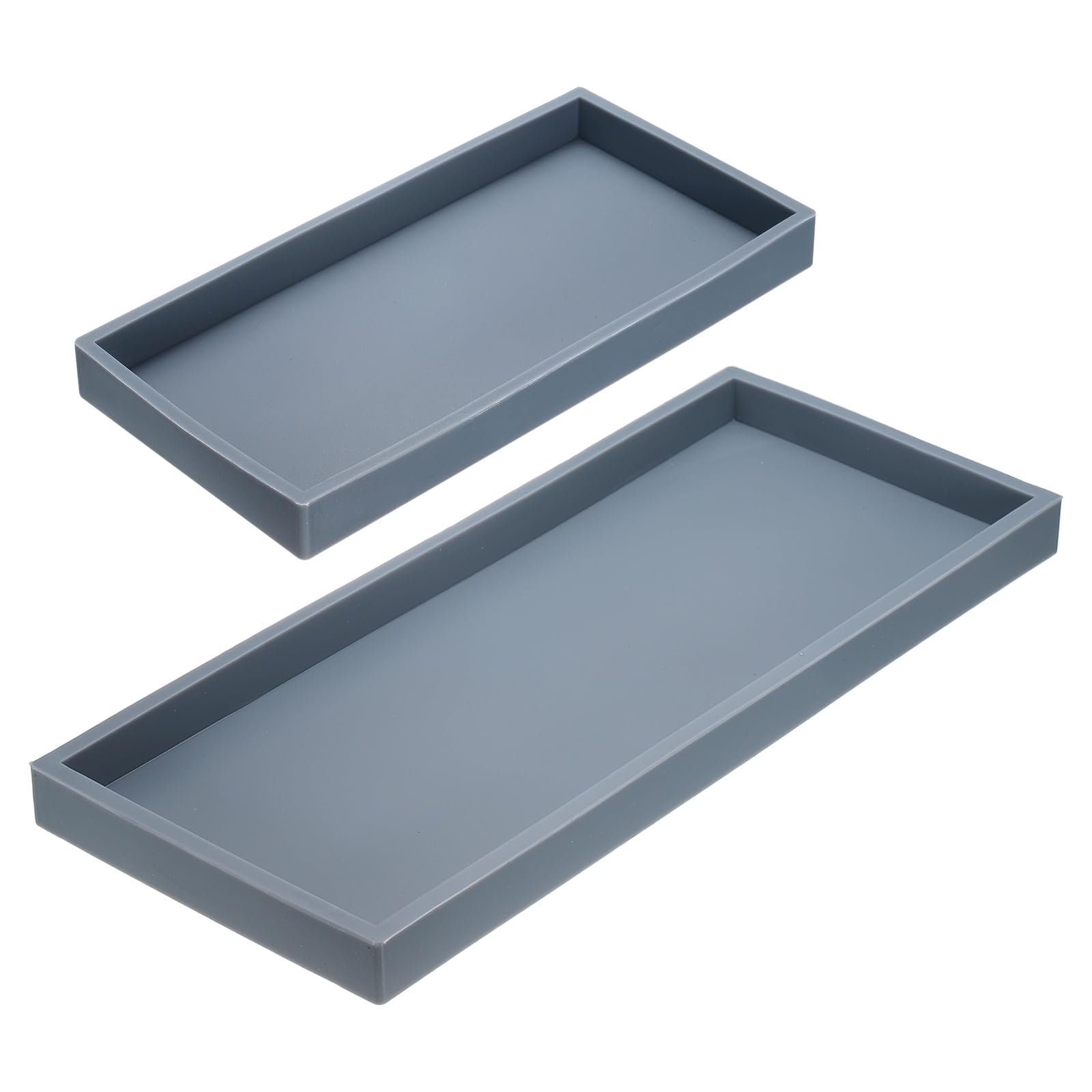 Plateau de courtoisie en silicone gris pour salle de bain et cuisine (lot de 2)