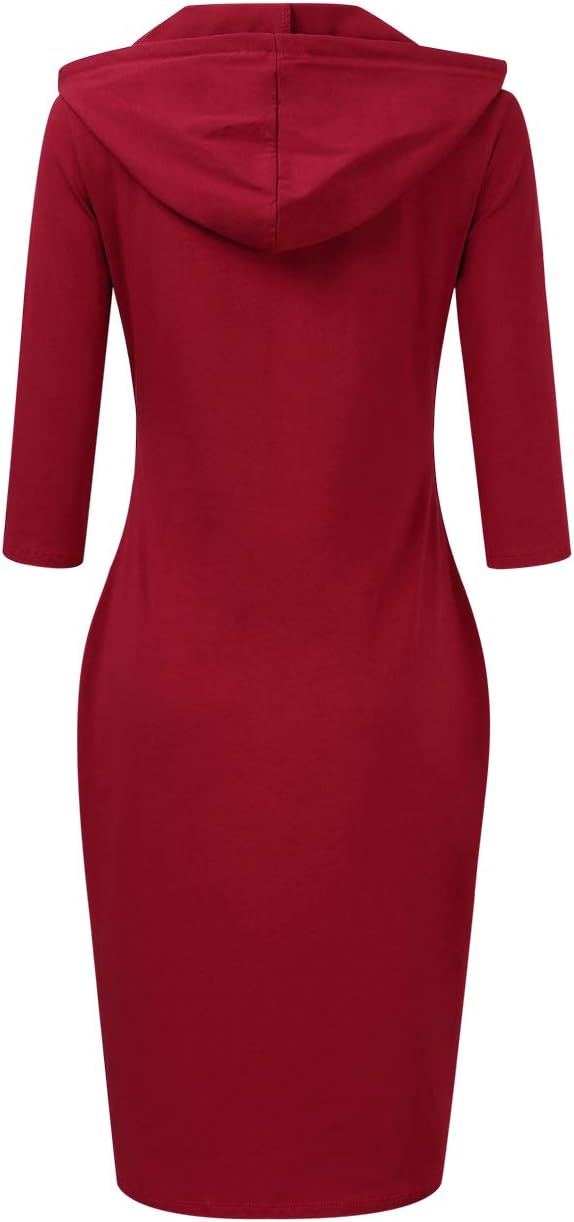 Clearlove Women's Stripe Pocket Knee Length Slim Pullover Hoodie Dress - Image 4