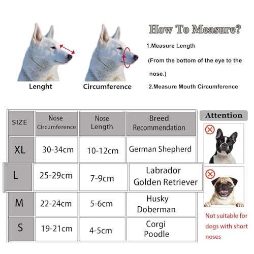 Maulkorb Große Hunde, Prevent Fressen/Kauen/Beißen Hunde Maulkorb, Weicher Netz Maulkorb Einstellbare Passform, Atmungsaktiv Reflektierende Maulkorb, Ermöglicht Hecheln und Trinken (Schwarz, L)