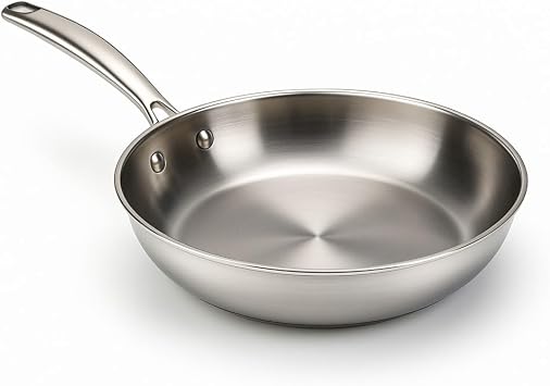 WECOOK! PRO Stainless Steel Frying Pan 18/10 24 cm Induction Ready Triple Layer Base Riveted Ergonomic Handle Oven Safe 200C Dishwasher Safe Professional Quality