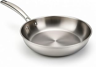 WECOOK! PRO Stainless Steel Frying Pan 18/10 28 cm – Suitable for Induction, Three-Layer Base, Ergonomic Handle and Riveted in Stainless Steel, Oven Safe 200°C, Dishwasher, Silver