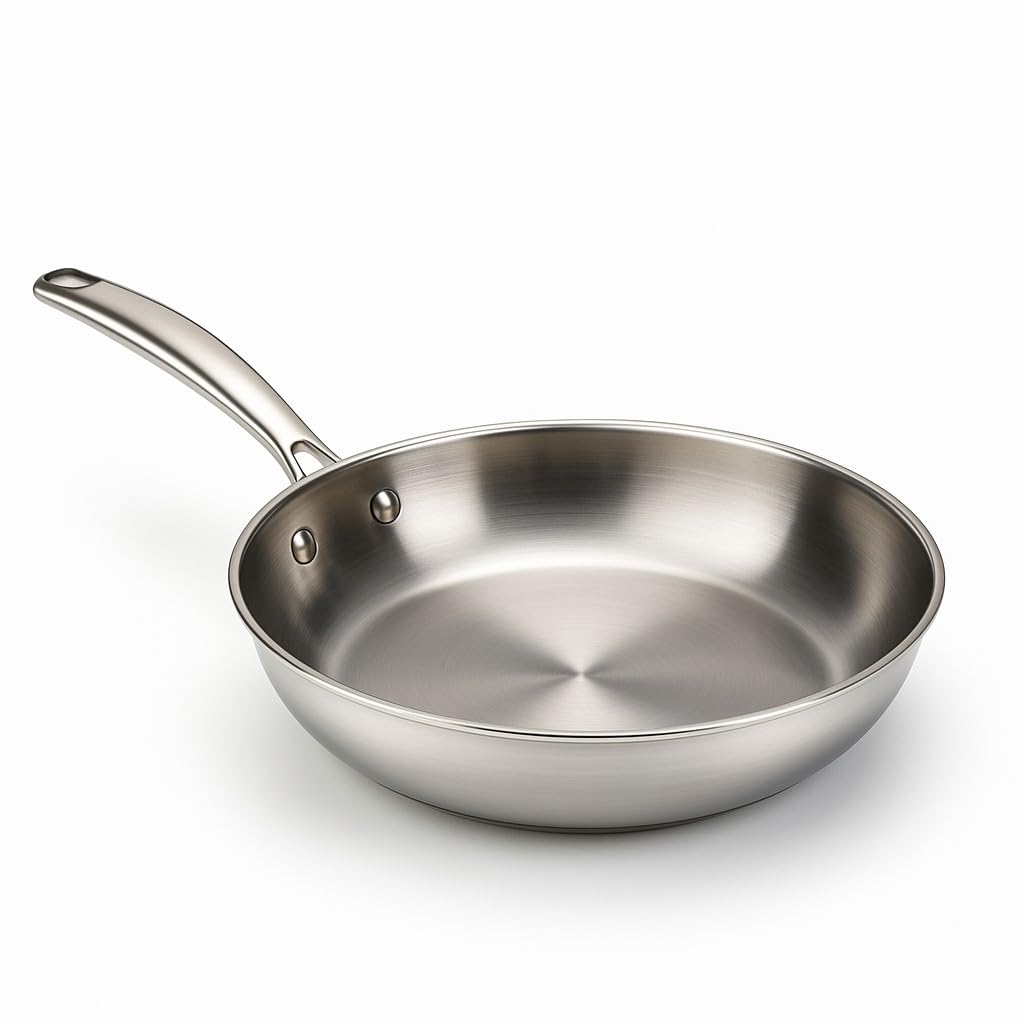 WECOOK! PRO Stainless Steel Frying Pan 18/10 – 24 cm – Induction Ready – Triple Layer Base – Riveted Ergonomic Handle – Oven Safe 200°C – Dishwasher Safe – Professional Quality