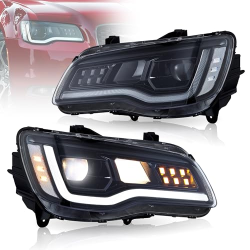 VLAND LED Headlights For 2011-2014 Chrysler 300 Start up Dynamic Driver side & Passenger side Fit For Your Orignal Bulbs or 9005 & H11 bulbs (Not Include)