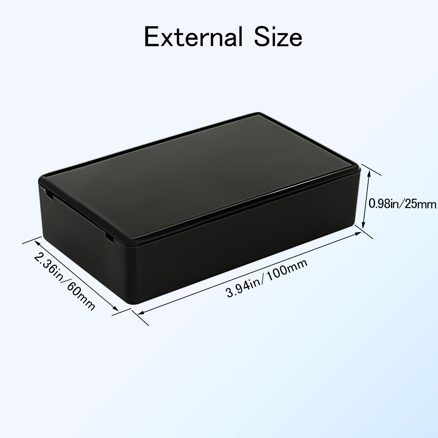 Project Box 8 Stück Elektrische Box Kleine Anschlussdose ABS Kunststoff Gehäuse Power Elektronisches Gehäuse Schwarz 100 x 60 x 25 mm