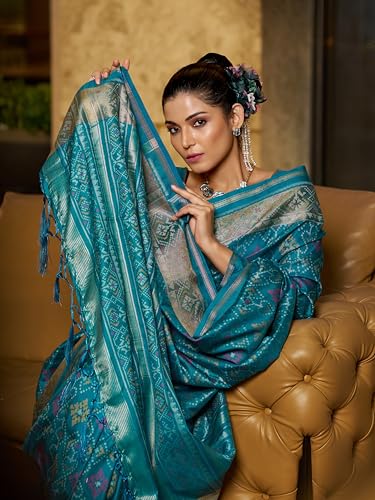Image of SWORNOF Womens Linen Silk Saree | Saree for Women With Unstitched Blouse | Saree with Blouse Piece | Soft and Skin Friendly