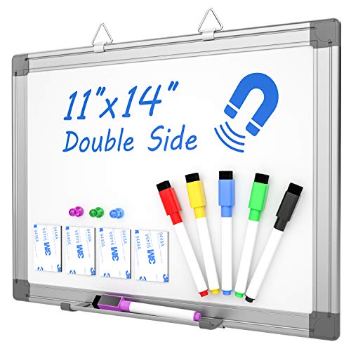 Nicpro 27.9 x 35.6 cm kleine magnetische trocken abwischbare Tafel doppelseitig tragbar Aluminium-Rahmen Hängende Whiteboard mit 6 Radierstiften 3 Magnete perfekt für Kinder, Büro, Restaurant