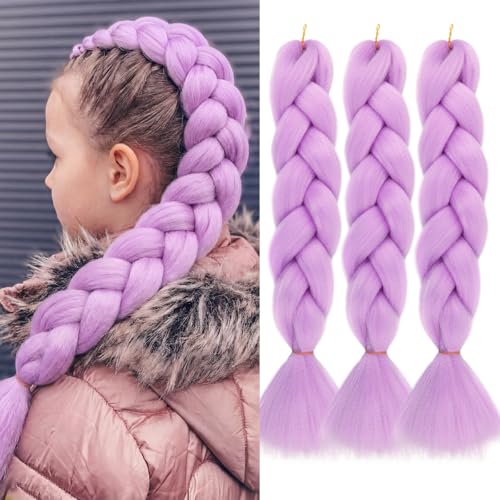 Cheveux tressés ombrés de prestige violet clair texture soyeuse mèches jumbo 61 cm