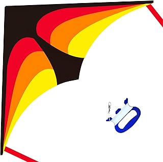 YFAFENGS Delta Kite (Orange) for Kids and Adults,Easy Fly Kite for Outdoors with Line and Handle