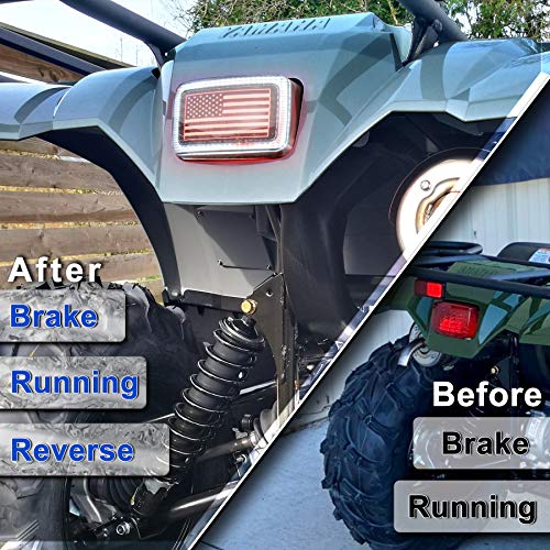 ATV Tail Light LED Smoke Lens with Reverse Brake Light, US Flag Design Tail Light for ATV UTV Yamaha Rhino Viking Grizzly Big Bear Kodiak Bruin Wolverin Bear Tracker
