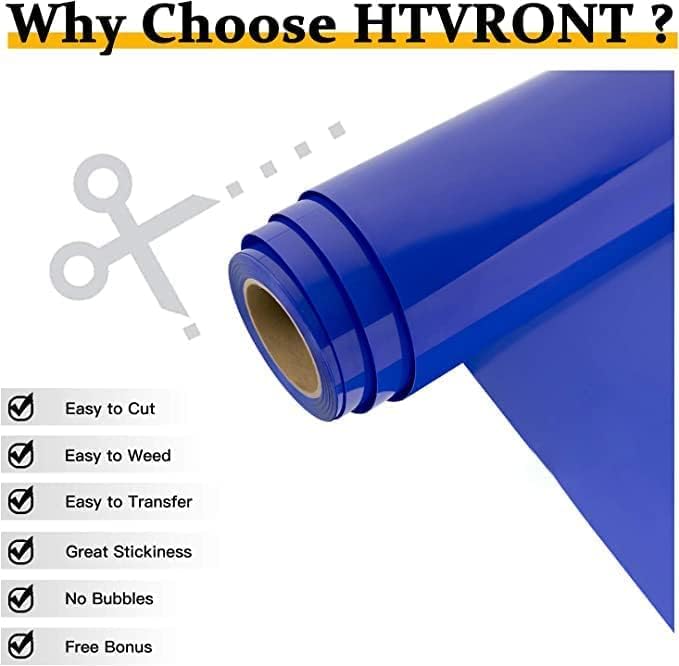 HTVRONT HTV Vinyl Rolls Blue Heat Transfer Vinyl - 12" x 20ft Blue HTV Vinyl for Shirts, Iron on Vinyl for All Cutter Machine - Easy to Cut & Weed for Heat Vinyl Design (Royal Blue)