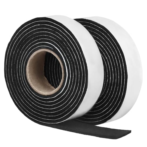 QWORK® 2 Rouleaux de Ruban Feutre Autocollant - 22 mm de Large, 3 mm d'épaisseur, 2 m de Long - Patins en Feutre Noir, Bandes de Feutre, Rouleaux pour Protection des sols et bricoleurs