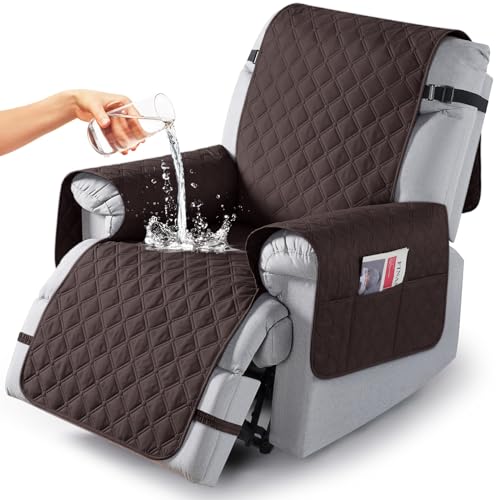 TAOCOCO 100% Waterproof Recliner Chair Covers, Recliner Sofa Covers with Leg Straps, Reversible Reclining Couch Cover for Recliner, Washable Couch Protector for Pets Kids(1 Seat 22", Chocolate) by TAOCOCO - Used condition - CA$32.13