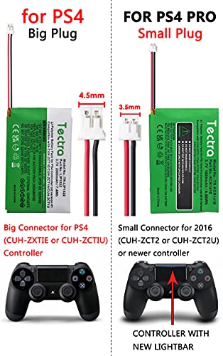 Tectra 2000Mah Lip1522 Battery For Sony Playstation 4 Dual Shock 4 Cuh-Zct1U Cuh-Zct1E Cuh-Zct1H Ps4 Wireless Controller 2015 And Before(Big Plug) #TOP2