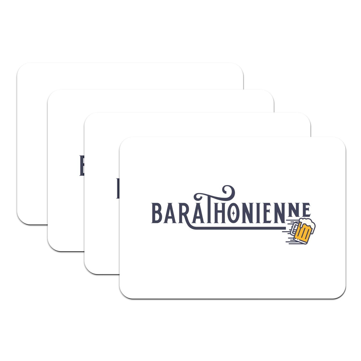 Set de table bière et apéro lot de 4 grands dessous en caoutchouc blanc 39,5x28,5 cm