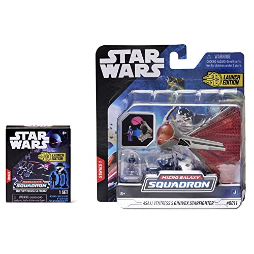 Star Wars Micro Galaxy Squadron Asajj Ventress’s Ginivex Starfighter Mystery Bundle - 3-Inch Light Armor Class Vehicle And Scout Class Vehicle With Accessories - Amazon Exclusive #TOP1