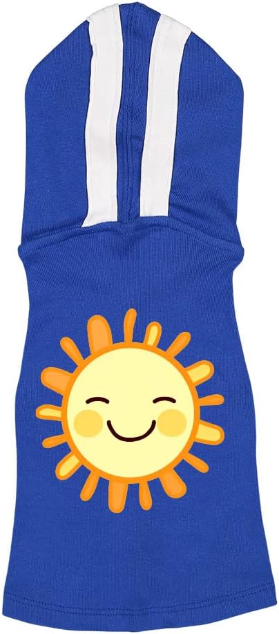 Sun Design Dog Shirt with Hoodie - Printed Dog Hoodie - Cool Design Dog Clothing - Royal White, M